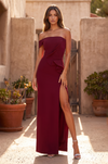 Kos Couture Long One Shoulder Formal Ruffle Crepe Evening Dress