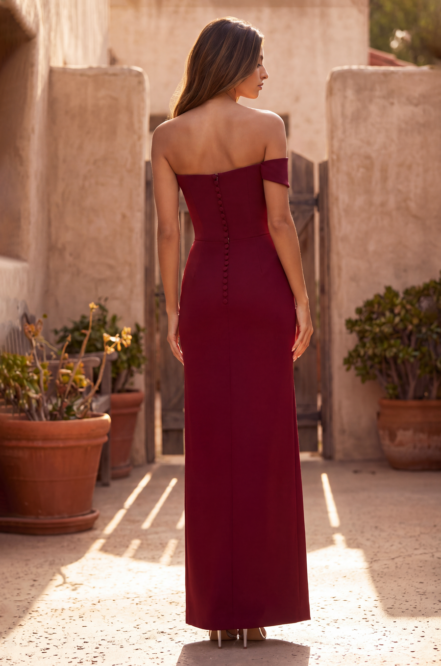 Kos Couture Long One Shoulder Formal Ruffle Crepe Evening Dress