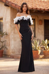 Kos Couture Ruffled Long Off Shoulder Formal Evening Dress