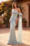 Evening Gown Off-Shoulder Pleated Satin Formal Dress