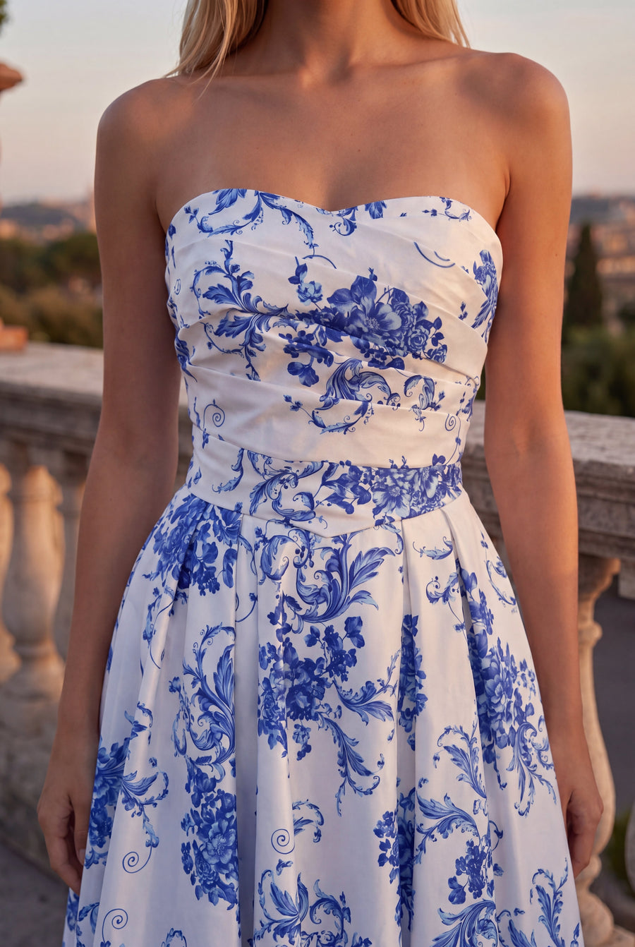 Long Floral Print Formal Corset Prom Gown