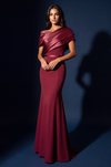 Kos Couture Off Shoulder Draped Satin Mermaid Evening Dress Wholesale