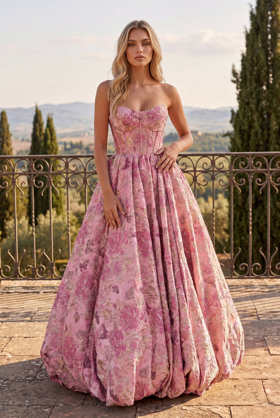 Formal Floral Long Ballgown Corset Bodice