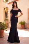 Long Off Shoulder Architectural Pleated Formal Dress