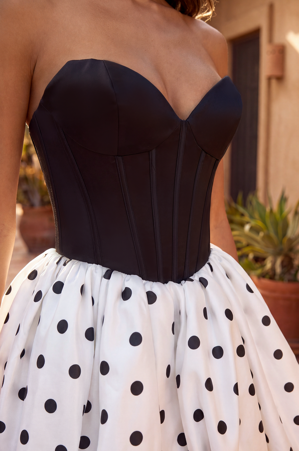 Kos Couture Short Corset Polka Dot Bubble Skirt Mini Dress