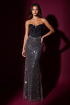 Fitted Long Formal Corset Evening Beaded Dress