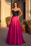 Formal A Line Satin Beaded Corset Evening Gown