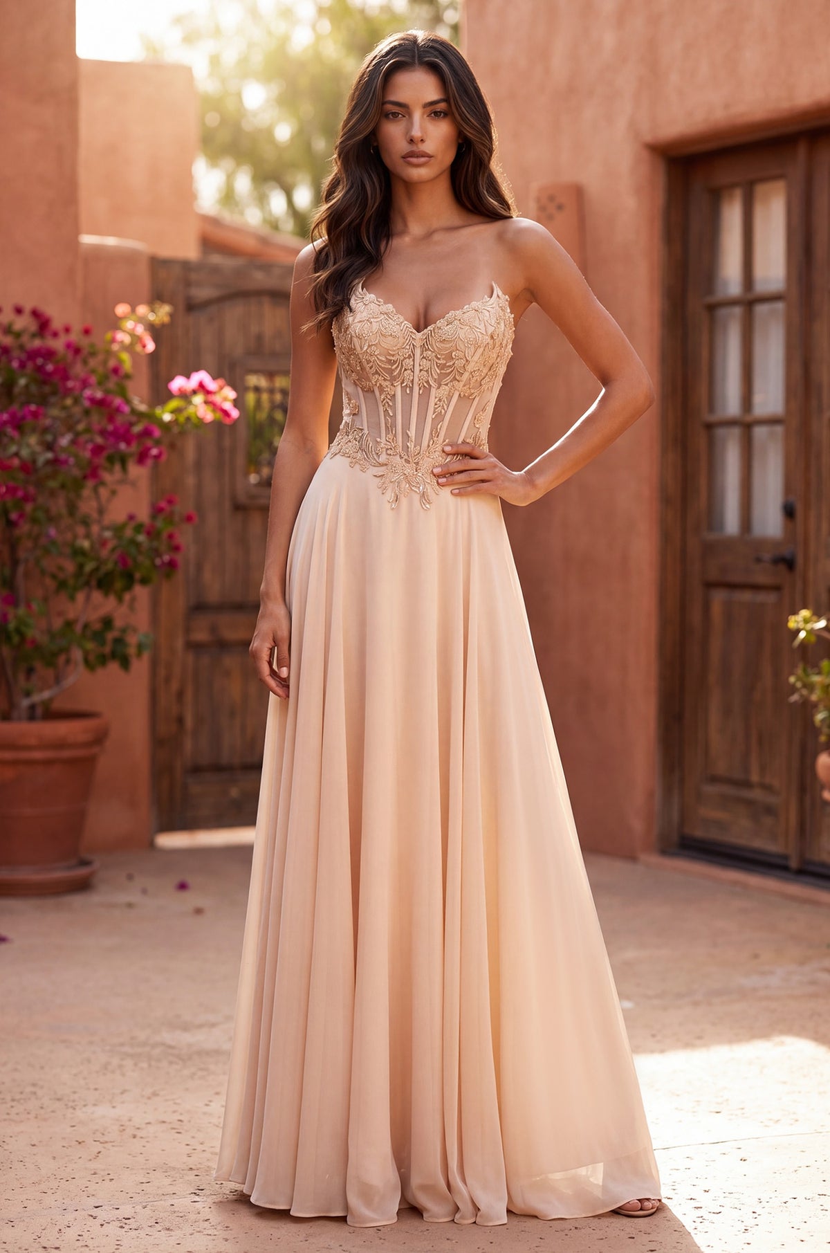 Kos Couture Strapless Sweetheart Beaded Corset A-Line Evening Dress Wholesale