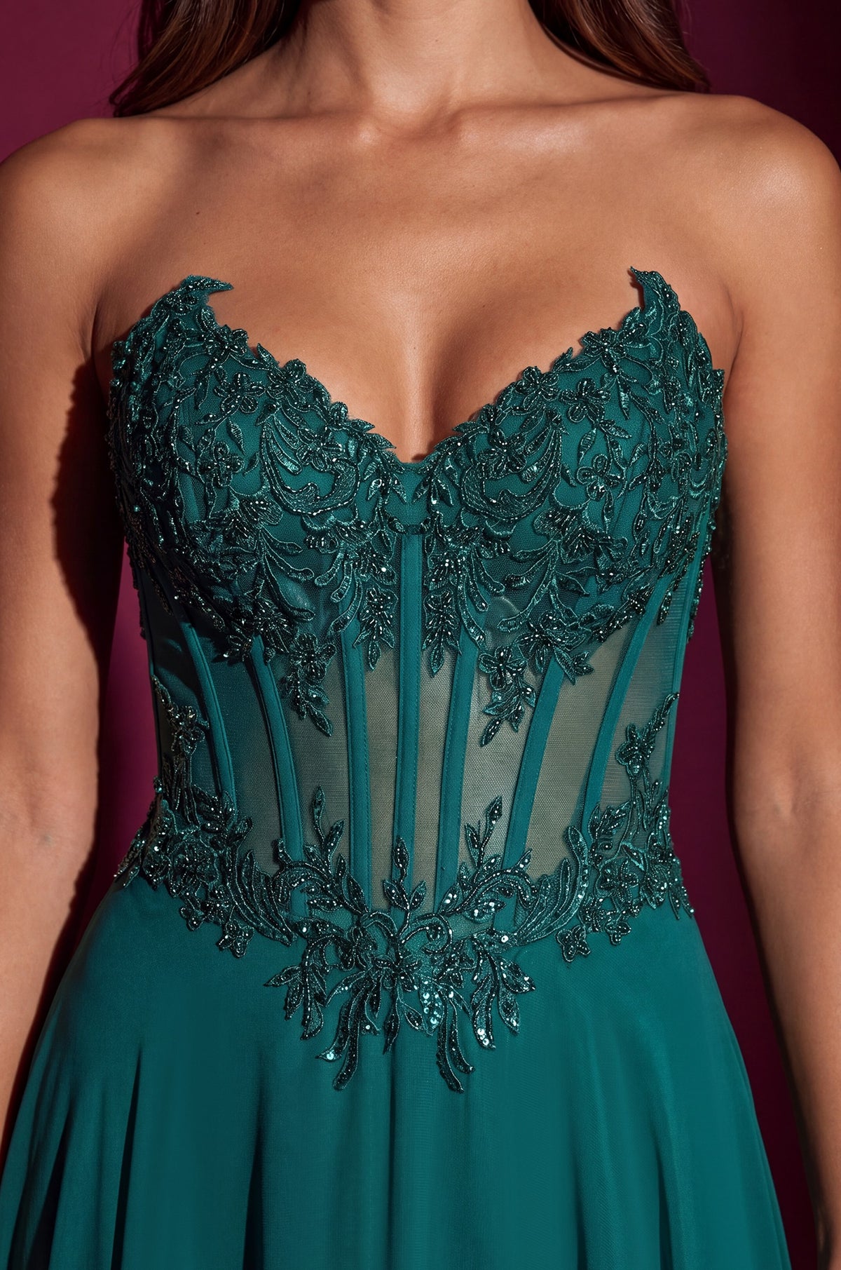 Kos Couture Strapless Sweetheart Beaded Corset A-Line Evening Dress Wholesale