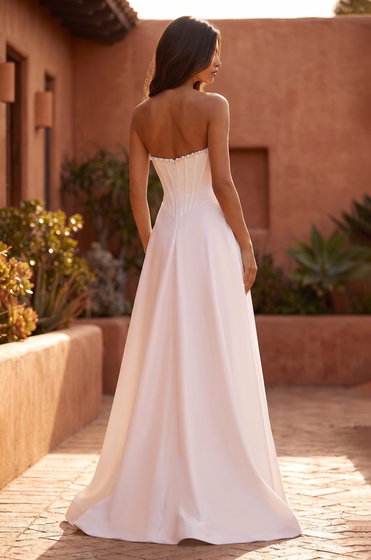 Strapless pearl-trim wedding gown product photo 4