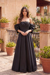 Kos Couture Long Formal Gown Off Shoulder Sleeves