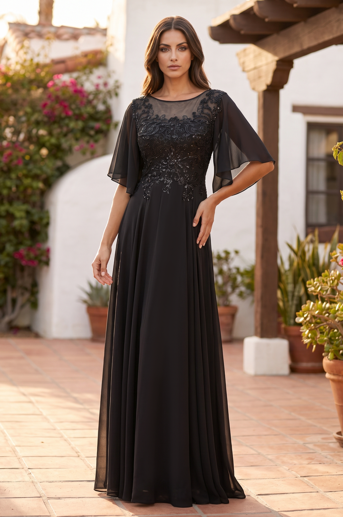 Kos Couture Short Sleeve Mother of the Bride Dress