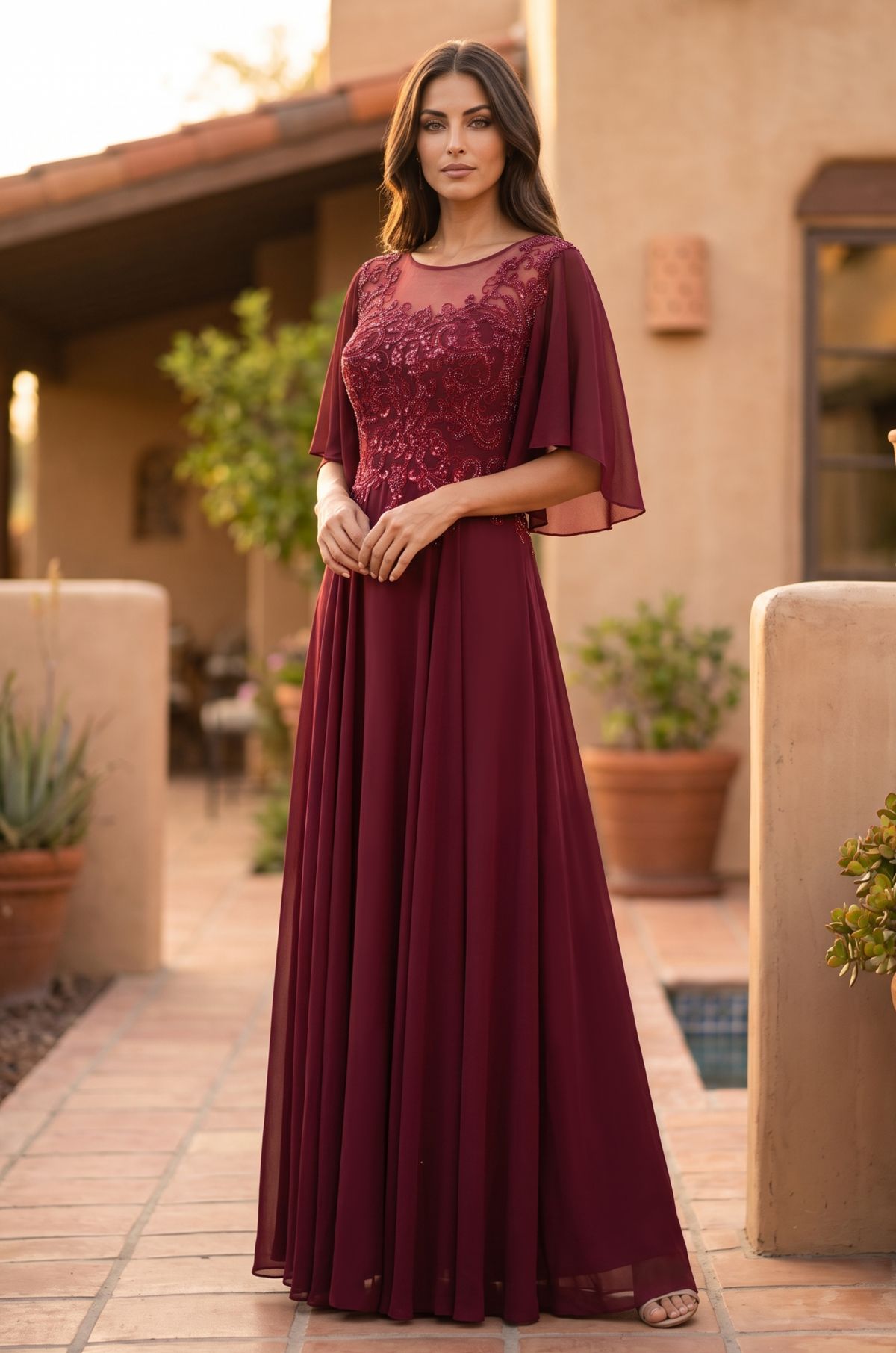 Kos Couture Short Sleeve Mother of the Bride Dress