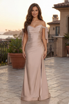 Kos Couture Long Formal Bow Sleeve Stretch Jersey Dress
