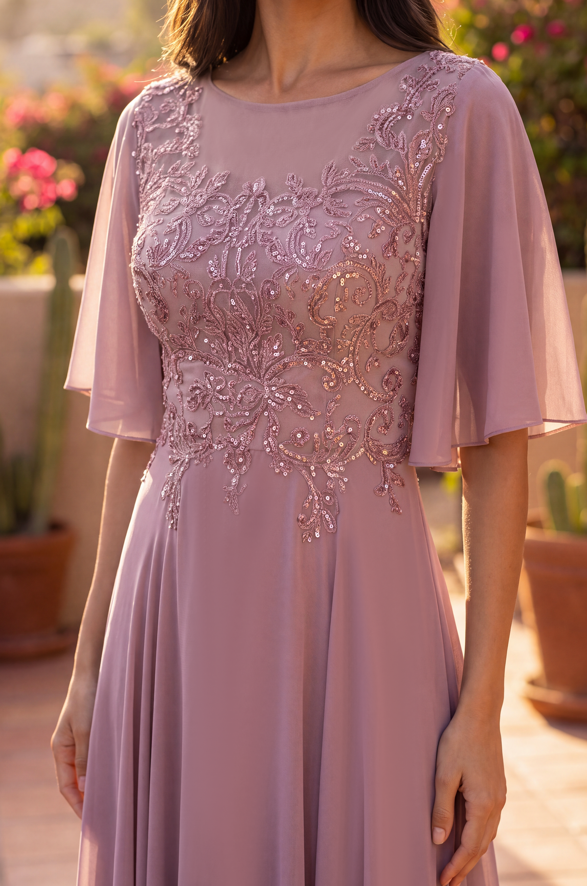 Kos Couture Short Sleeve Mother of the Bride Dress