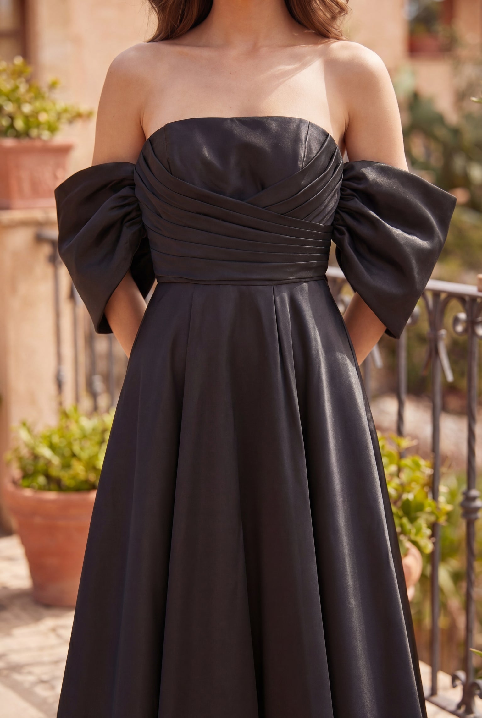 Kos Couture Long Formal Gown Off Shoulder Sleeves