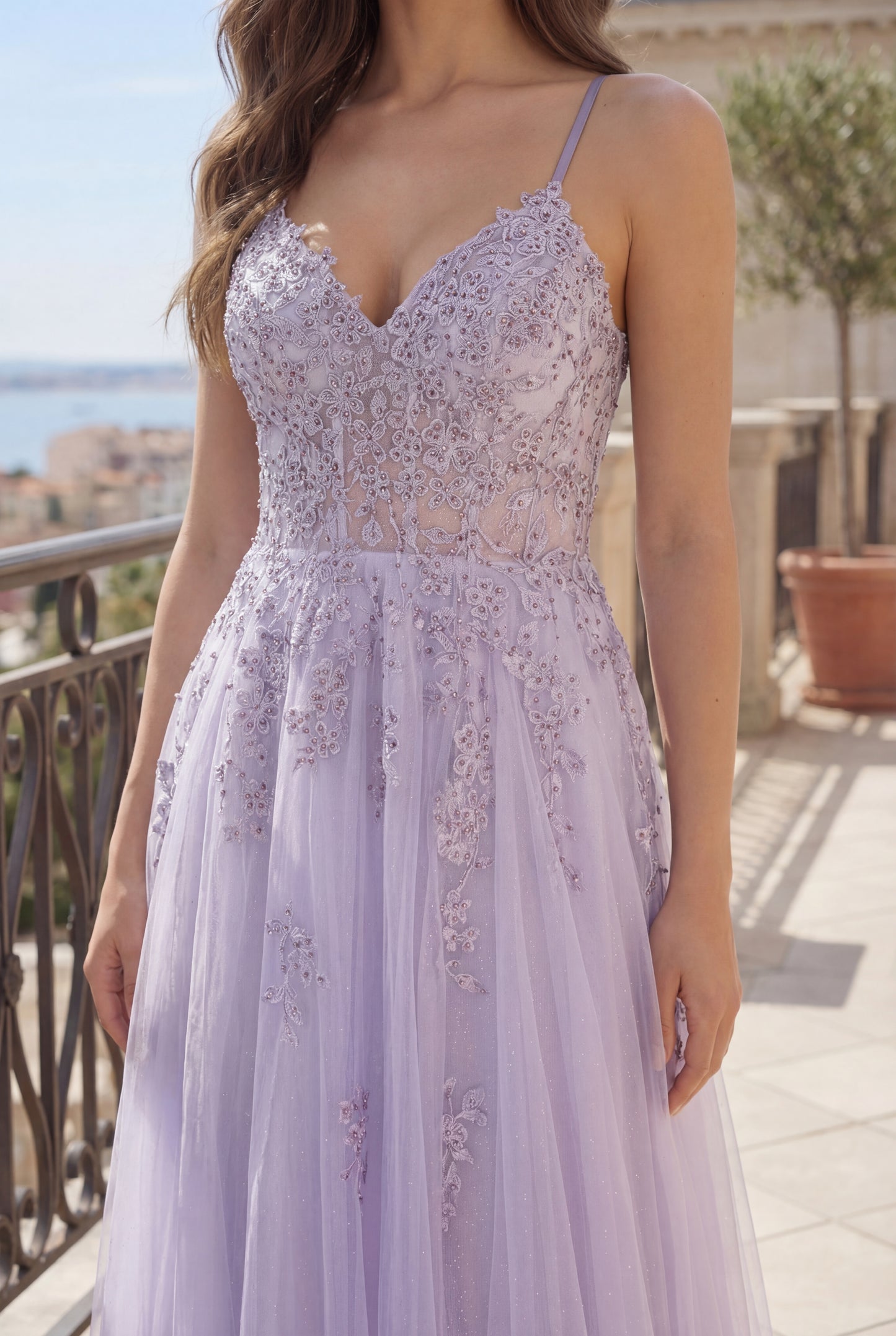 Kos Couture Long Lace Formal Prom Ball Gown