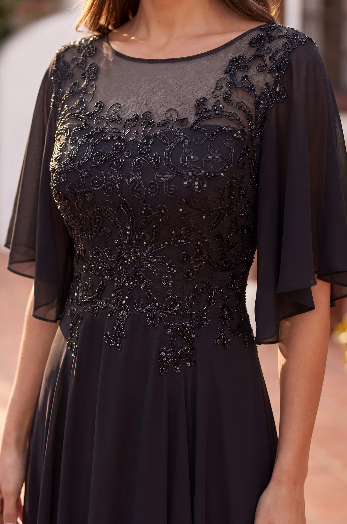 Kos Couture Short Sleeve Mother of the Bride Dress