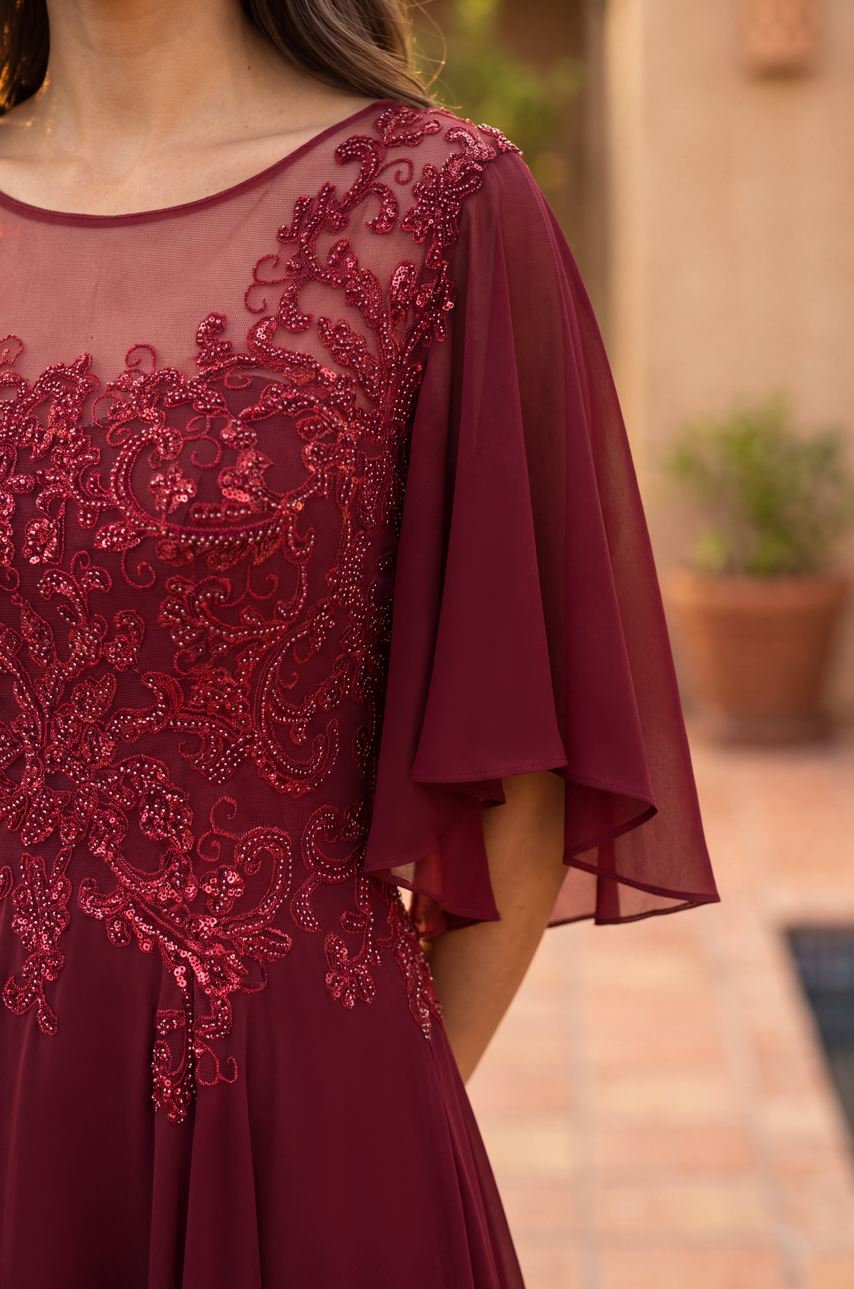 Kos Couture Short Sleeve Mother of the Bride Dress