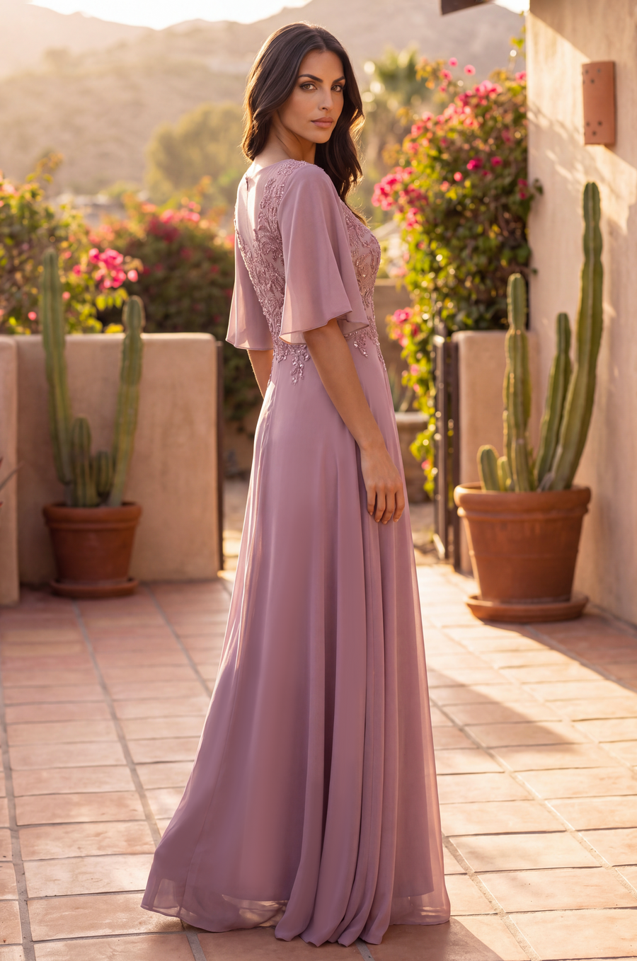 Kos Couture Short Sleeve Mother of the Bride Dress