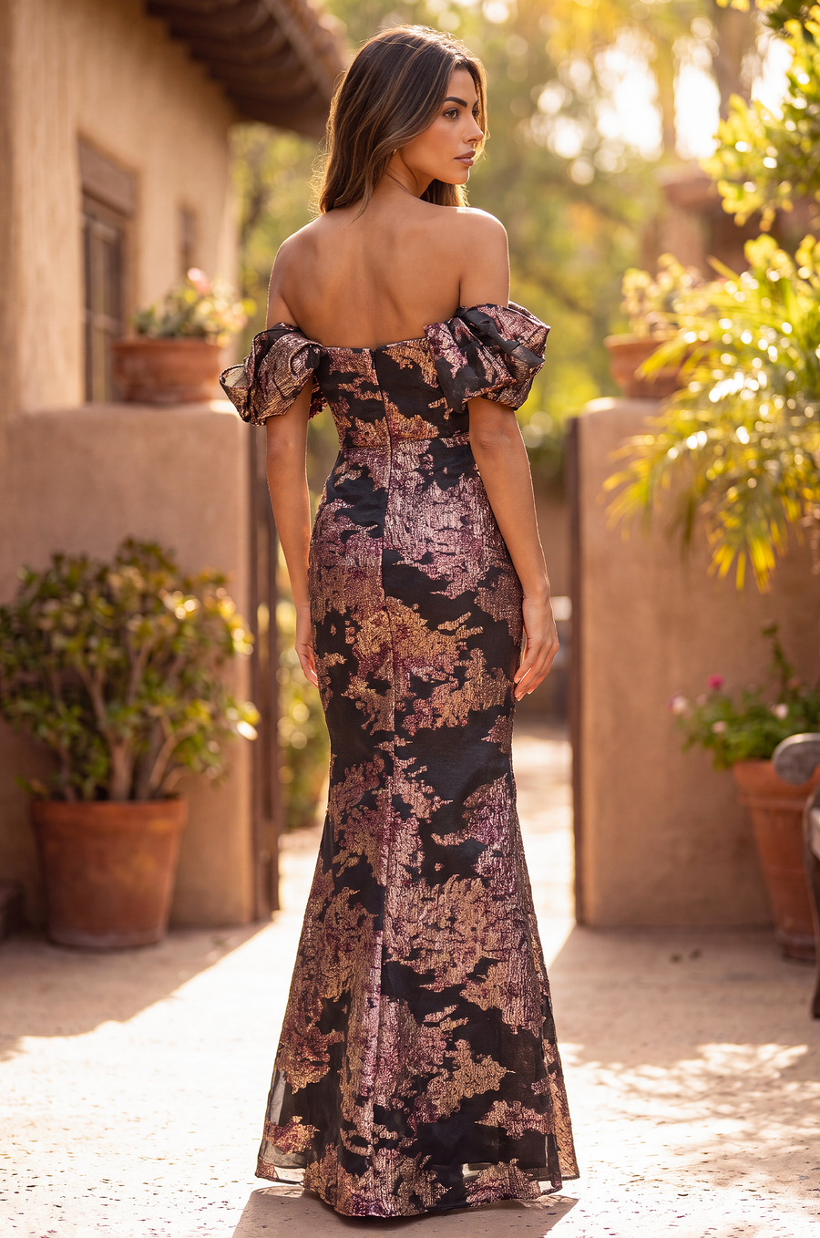 Kos Couture Long Off Shoulder Formal Couture Evening Dress