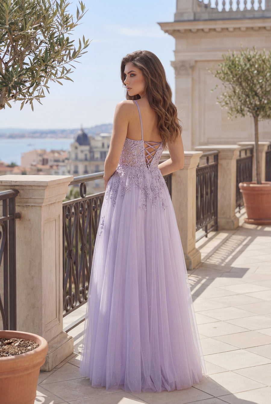 Kos Couture Long Lace Formal Prom Ball Gown