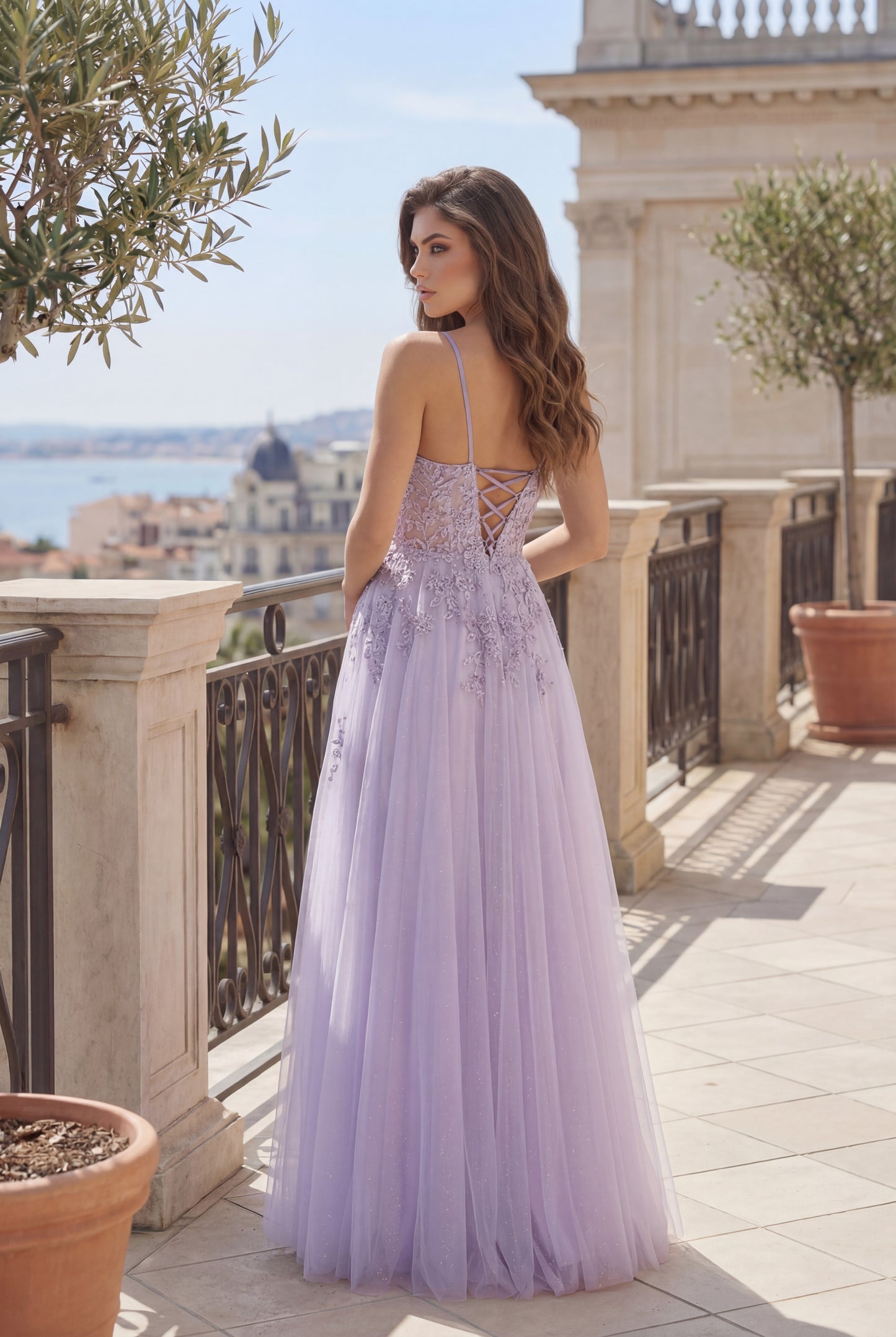 Kos Couture Long Lace Formal Prom Ball Gown