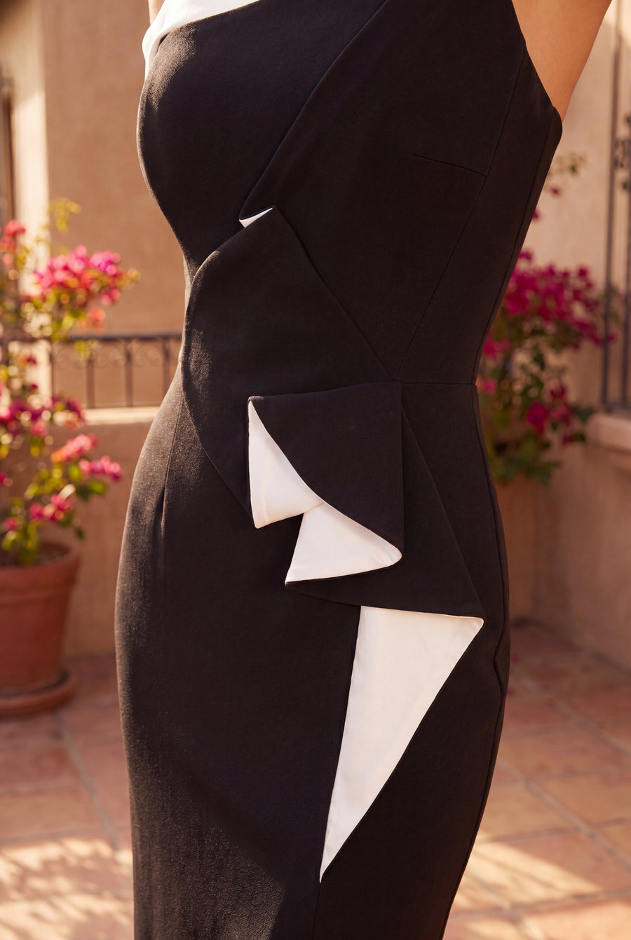 Kos Couture Long One Shoulder Formal Ruffle Crepe Evening Dress