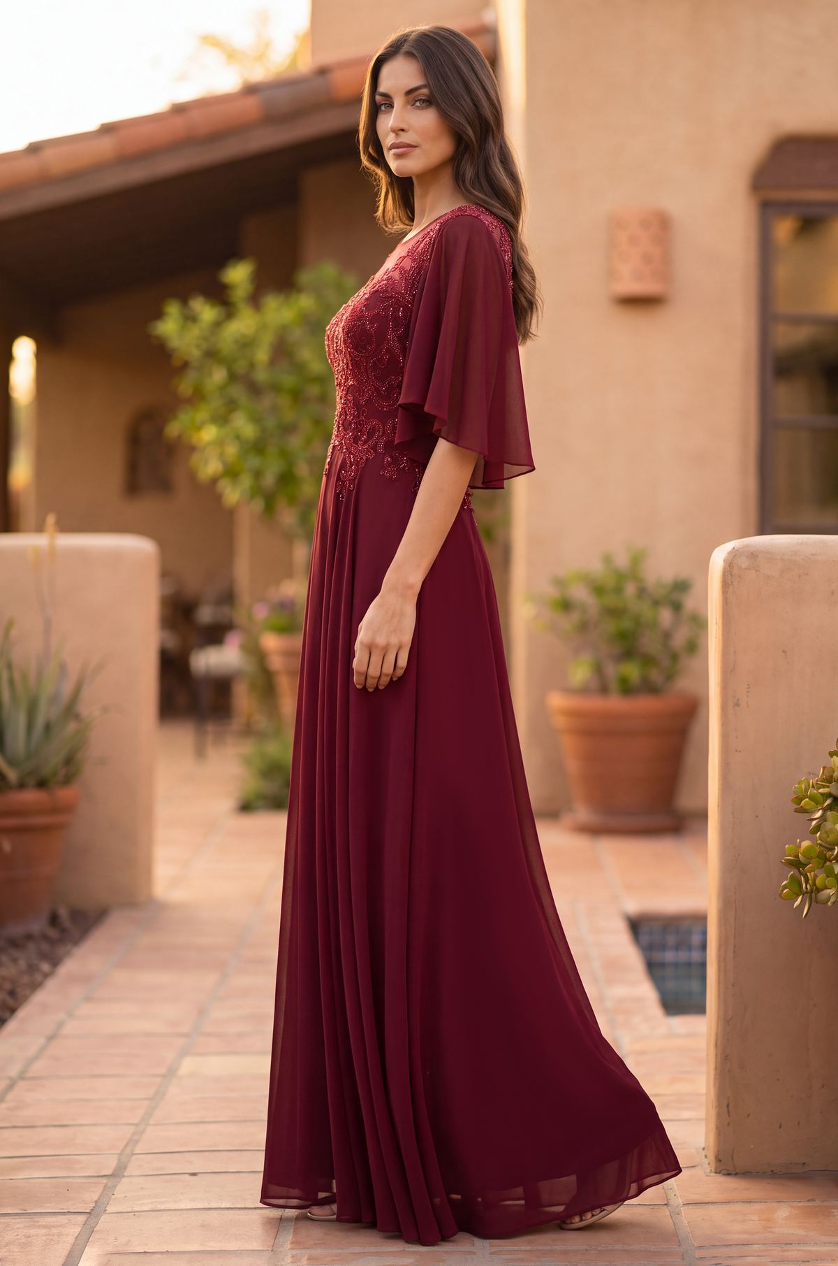 Kos Couture Short Sleeve Mother of the Bride Dress