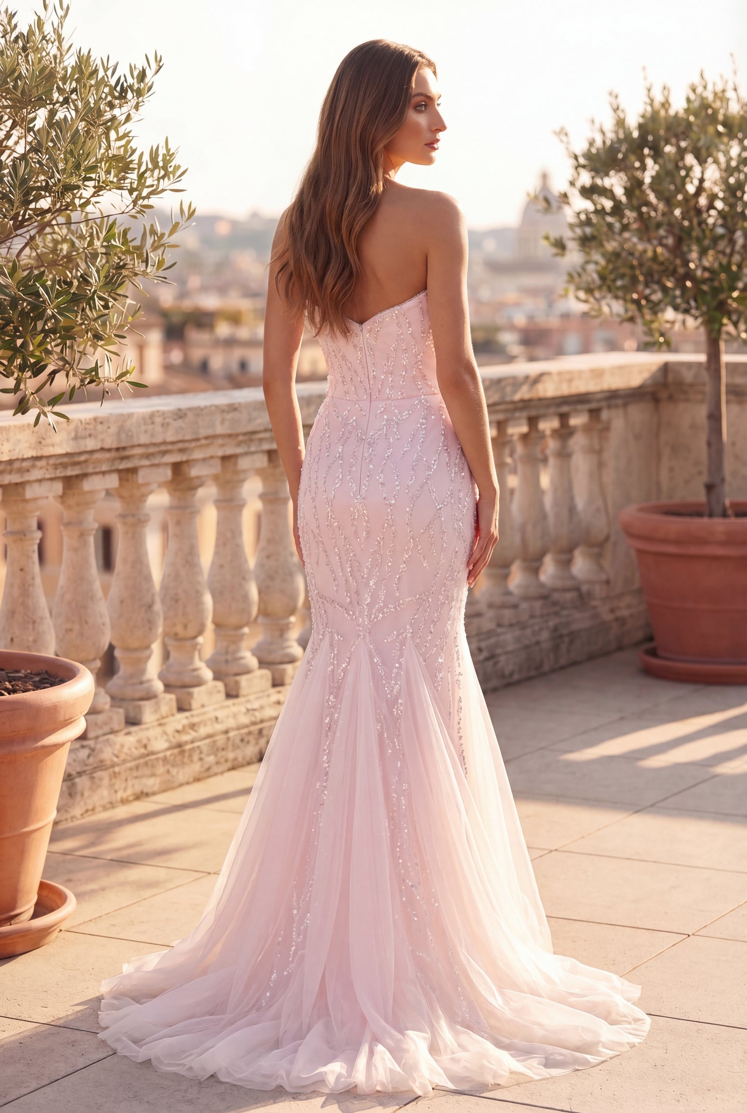Kos Couture Long Mermaid Beaded Formal Evening Dress