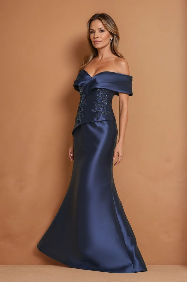 Kos Couture Off Shoulder Long Evening Formal Dress
