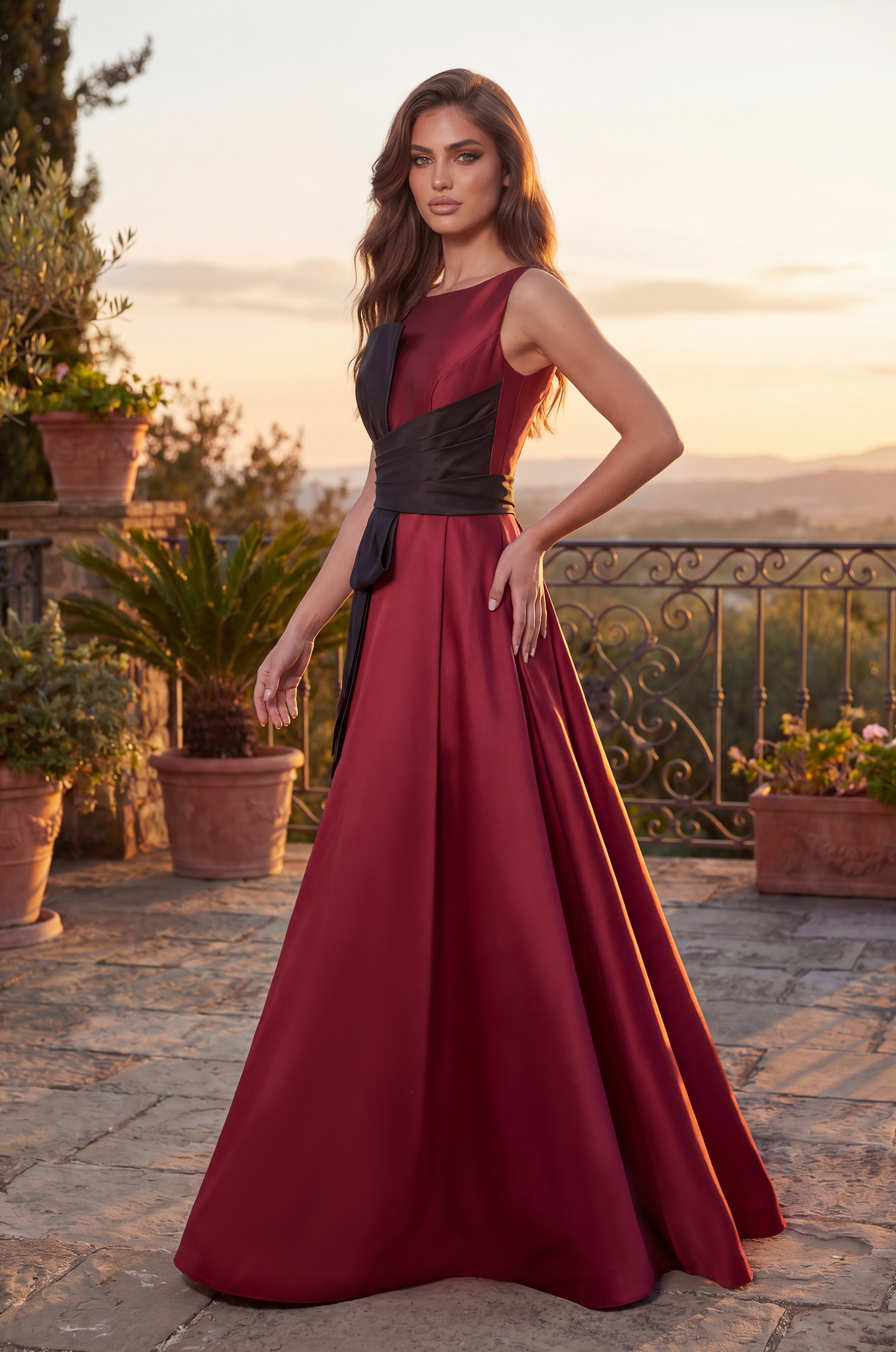 Kos Couture Long Formal Ball Gown with Statement Bow