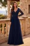 Kos Couture Beaded Long Sleeve Mother of the Bride Dress