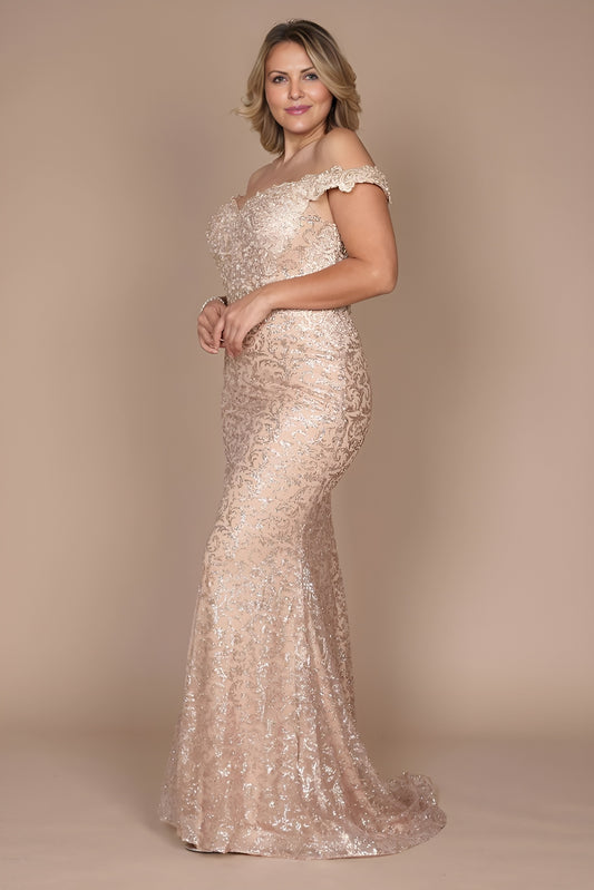Kos Couture 1232 Formal Sophisticated Mermaid Fitted Evening Dress Gold