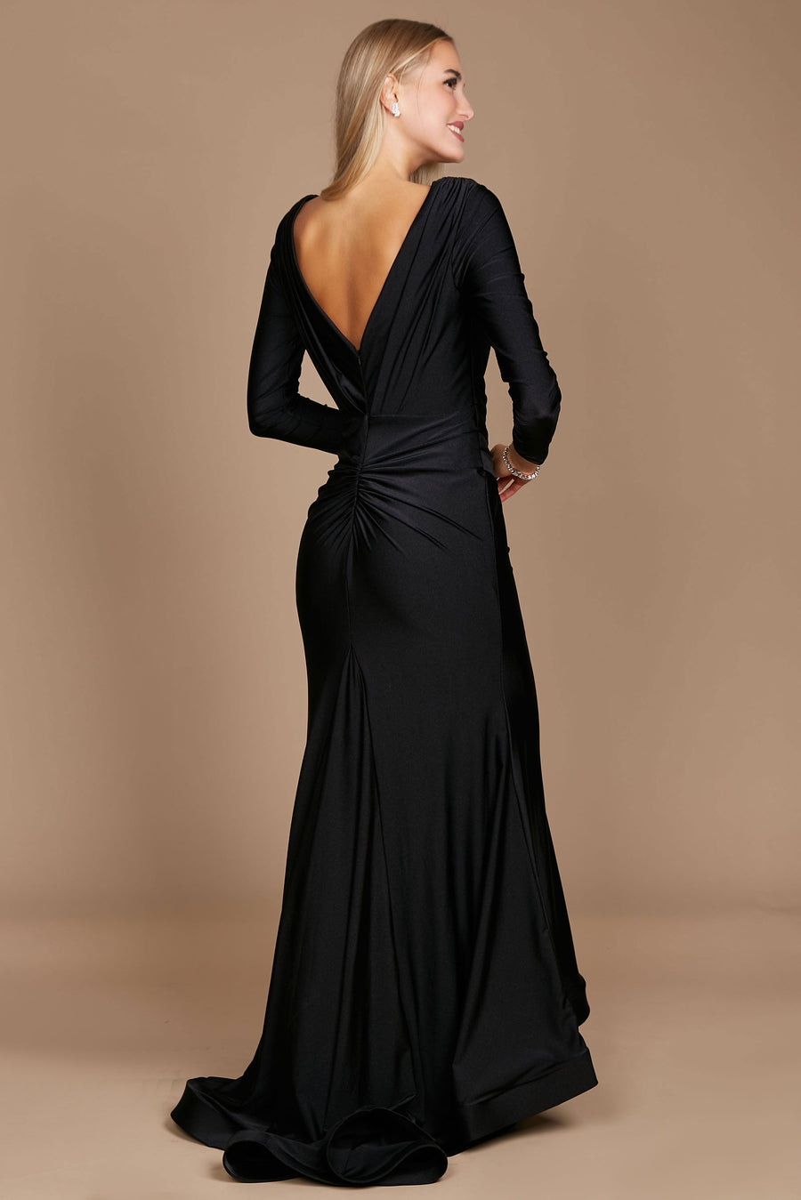 Kos Couture Long Sleeve Formal Fitted Evening Dress