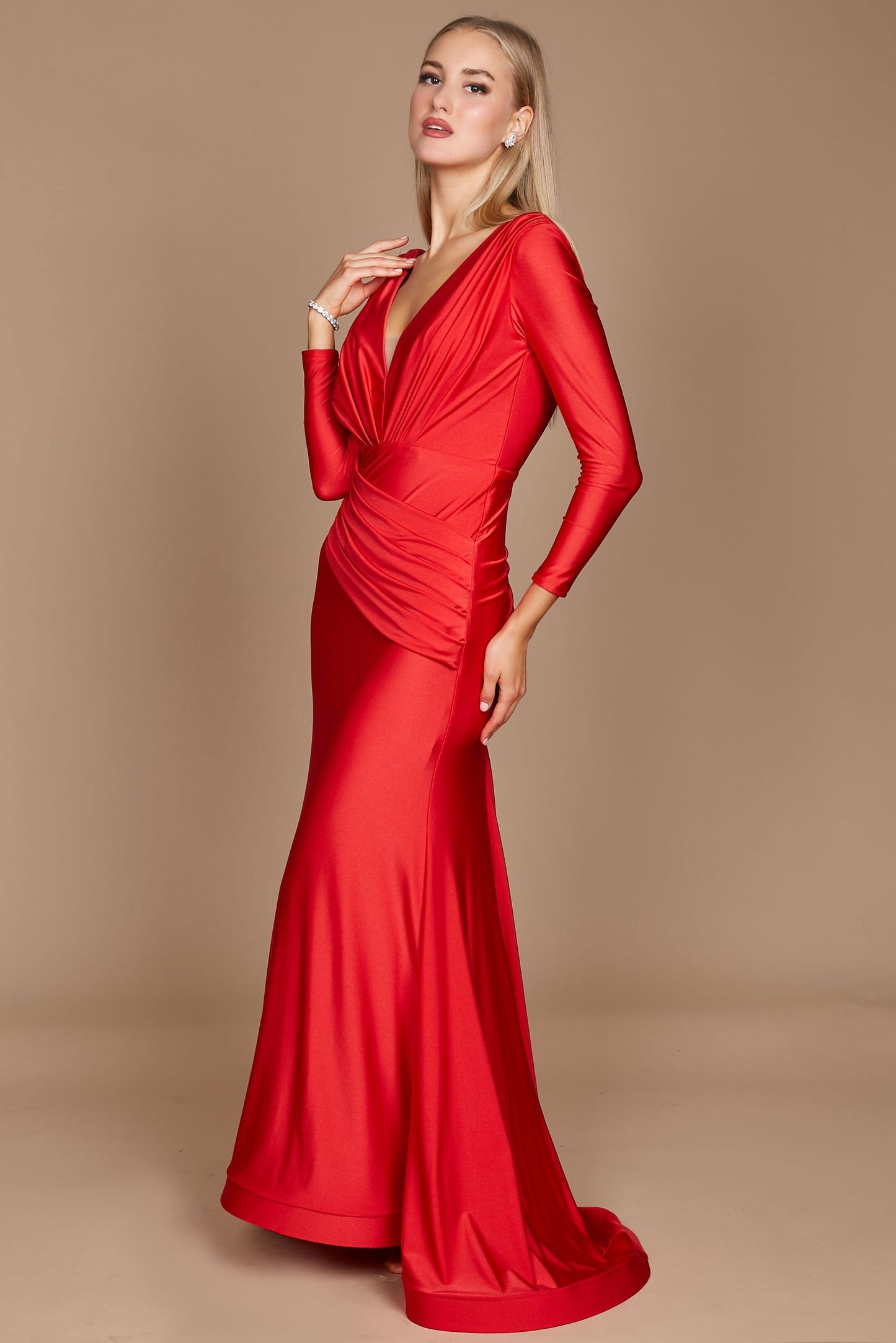 Kos Couture Long Sleeve Formal Fitted Evening Dress