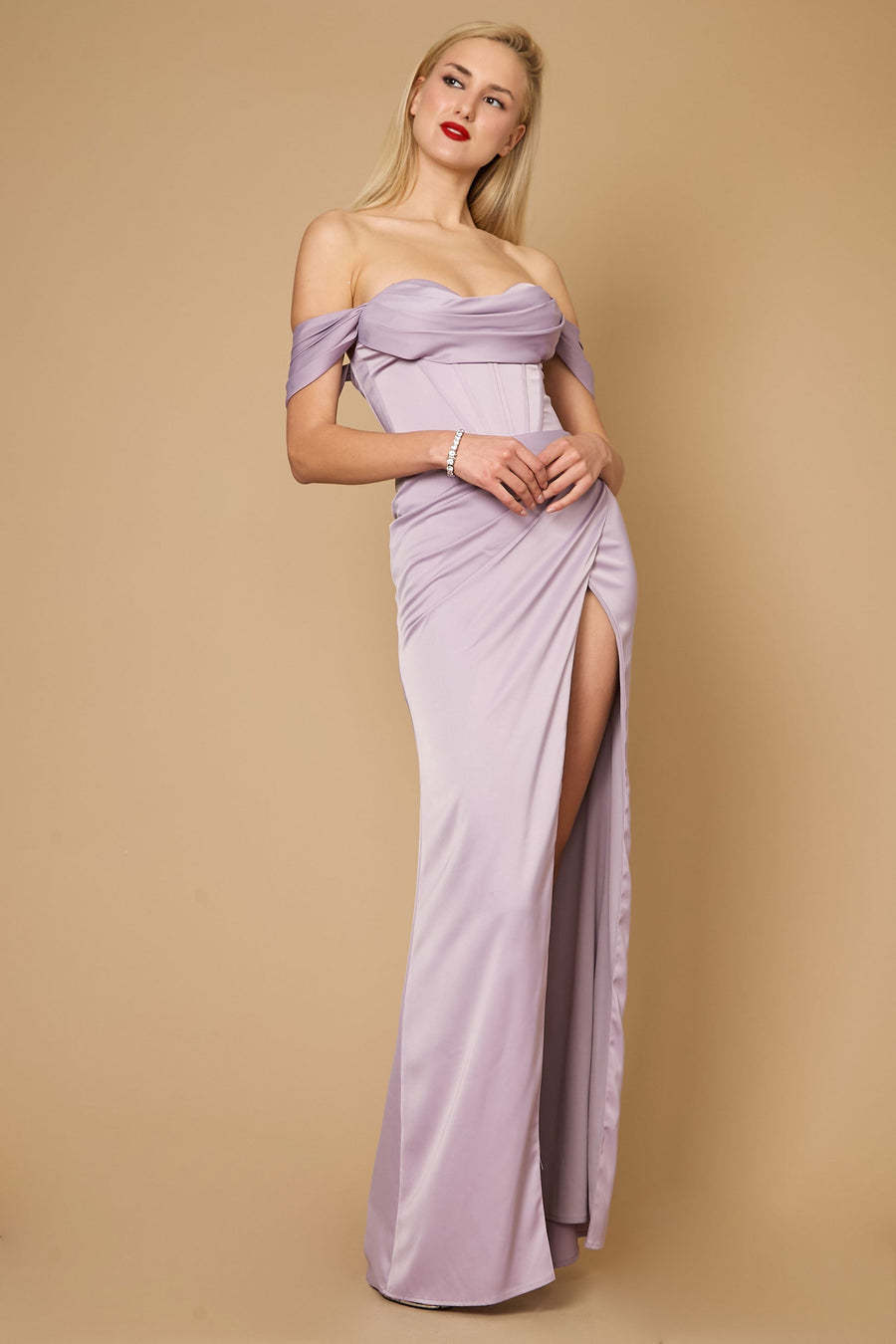 Kos Couture Corset Satin Formal Evening Dress