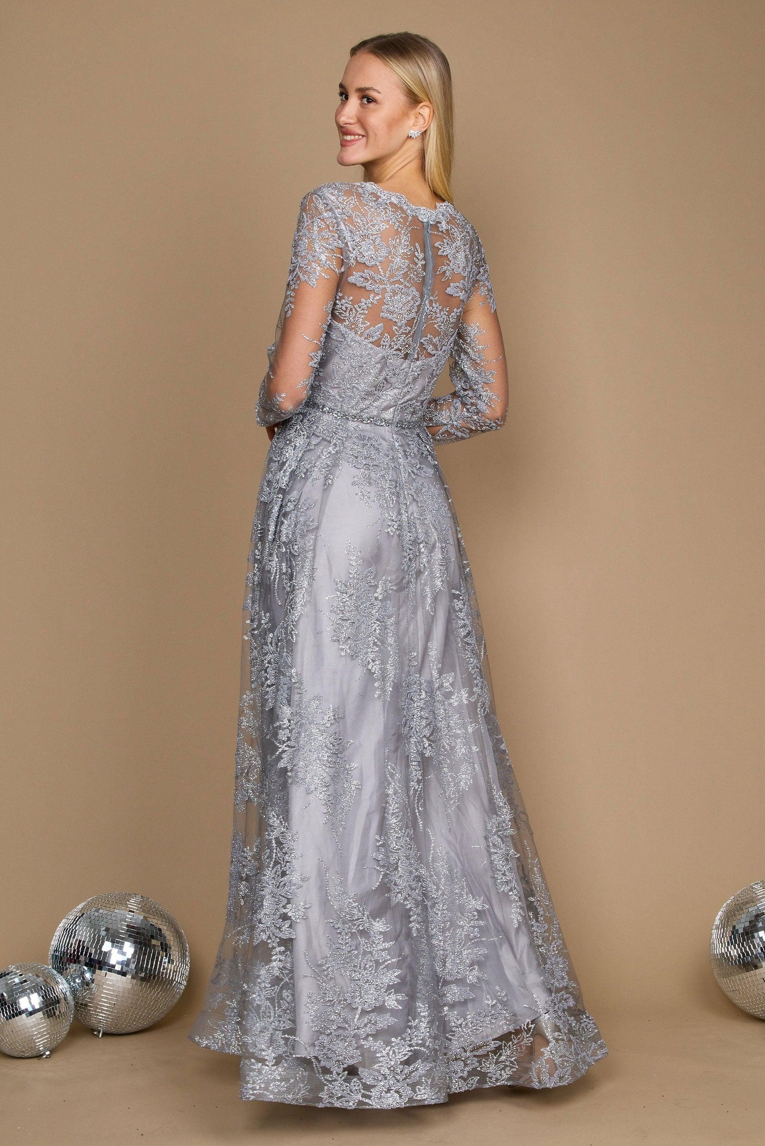 Formal Dresses Long Sleeve Formal Dress Evening Gown Charcoal