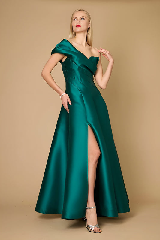 Kos Couture 1277 One Sophisticated Shoulder Long Formal Ball Gown Evening Dress Emerald Green