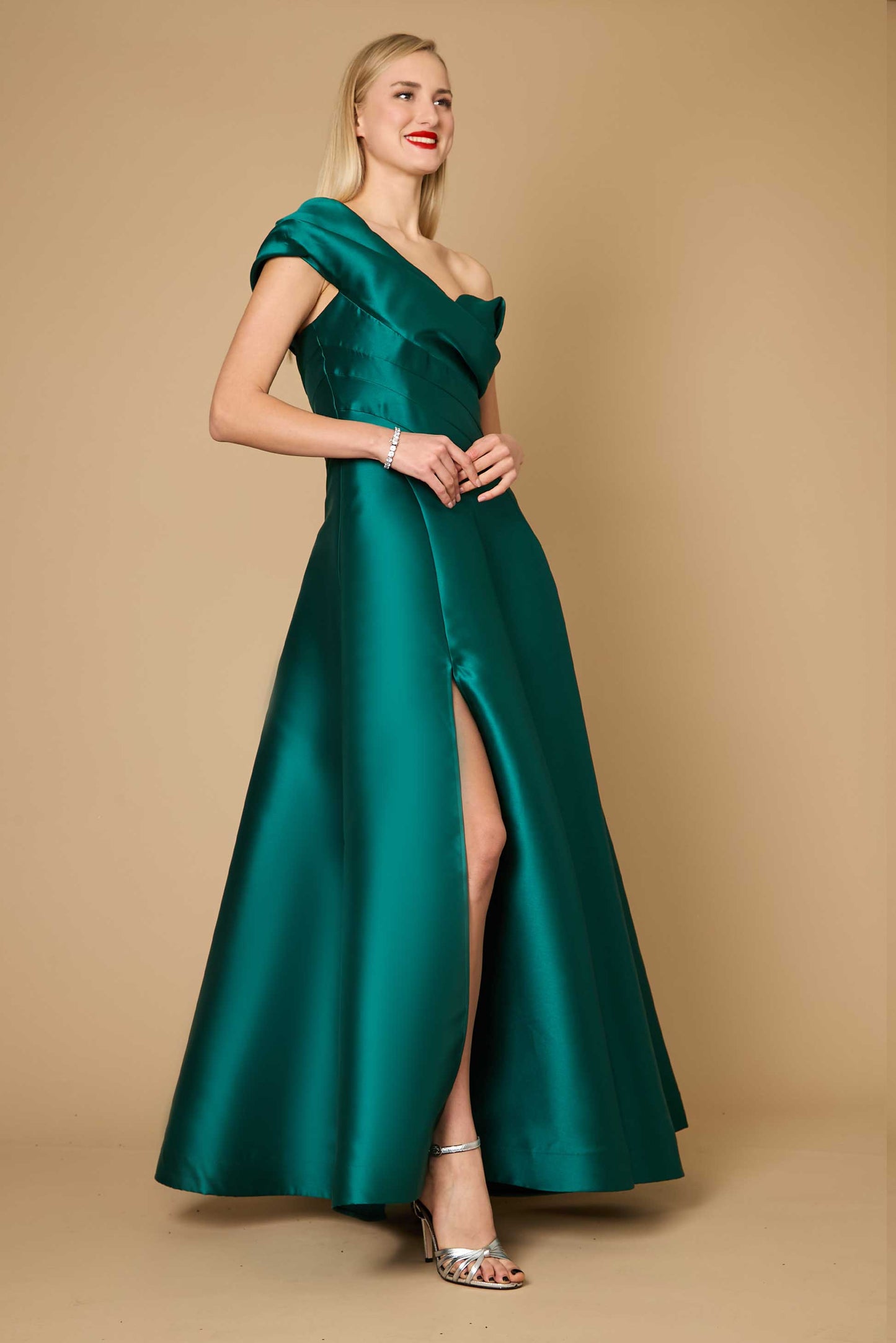 Kos Couture One Shoulder Long Formal Ball Gown Dress