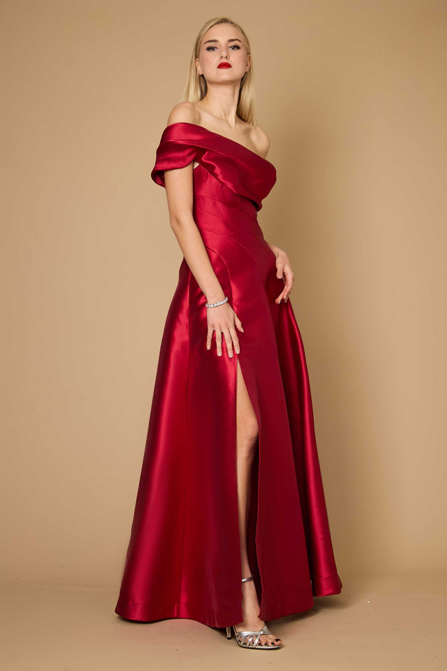 Kos Couture One Shoulder Long Formal Ball Gown Dress