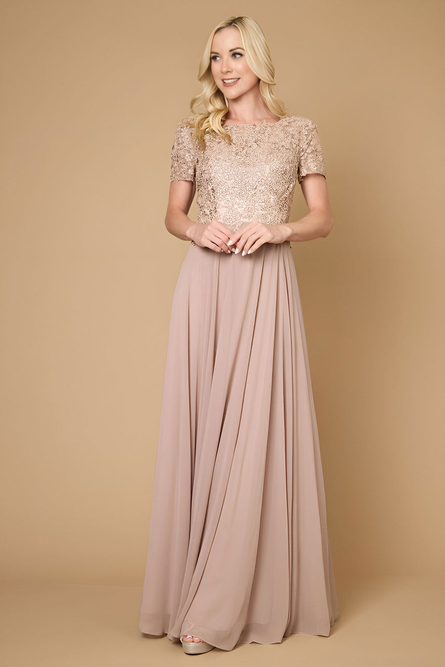 Kos Couture Short Sleeve Mother Of The Bride Evening Dress