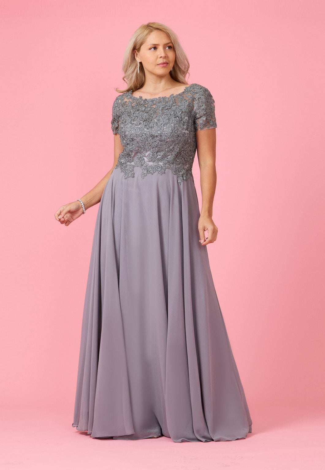 Kos Couture Short Sleeve Mother Of The Bride Evening Dress