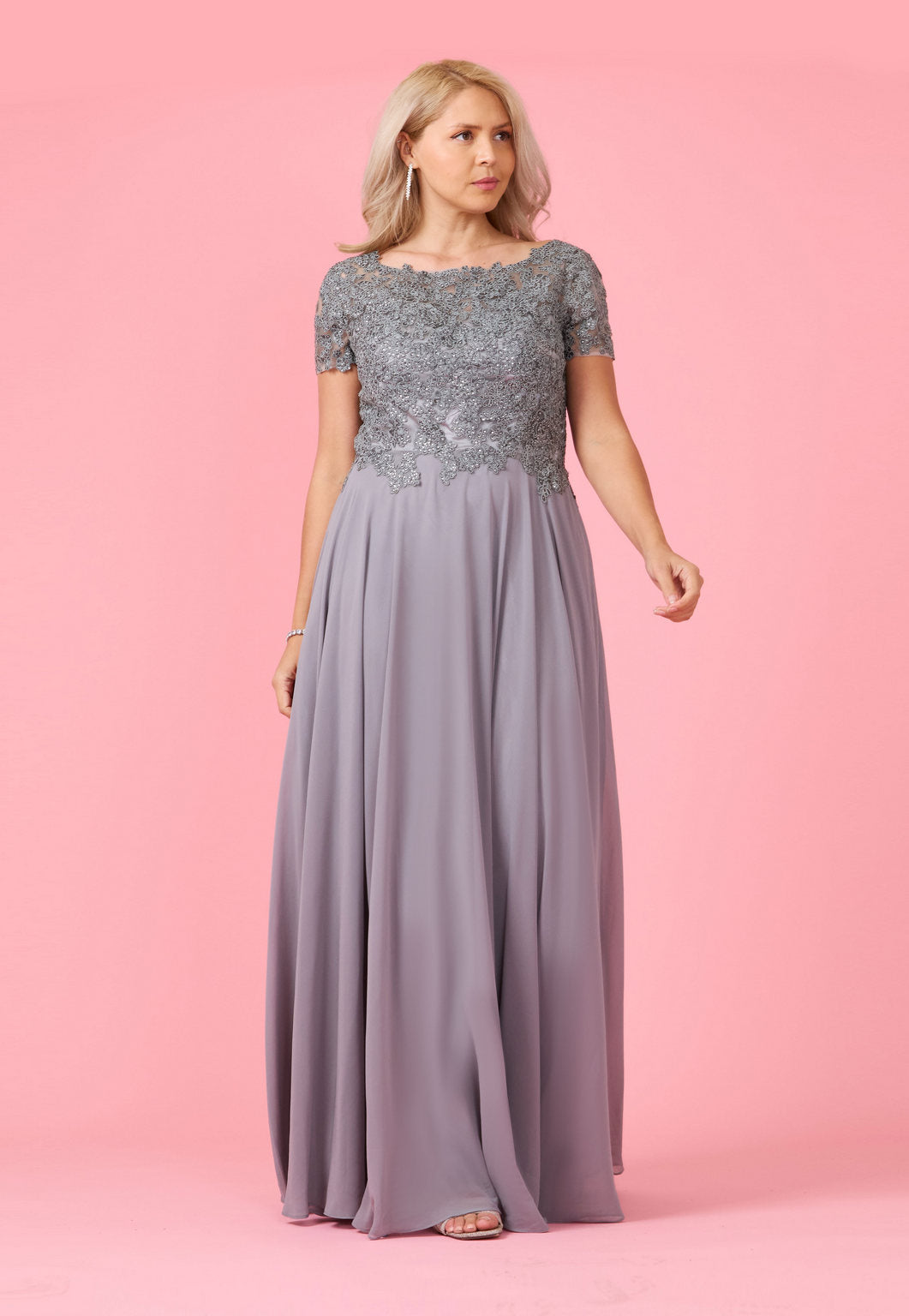Kos Couture Short Sleeve Mother Of The Bride Evening Dress