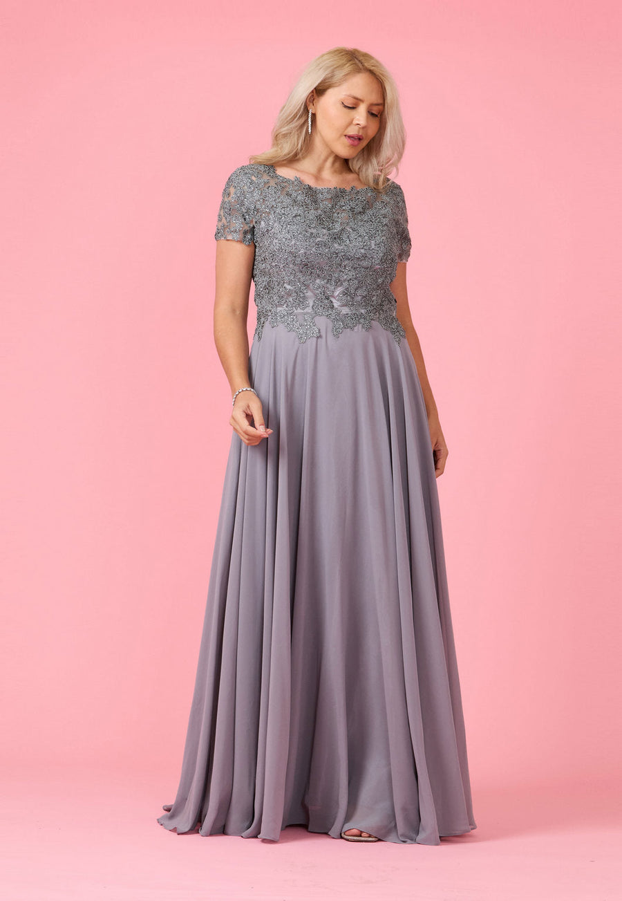 Kos Couture Short Sleeve Mother Of The Bride Evening Dress