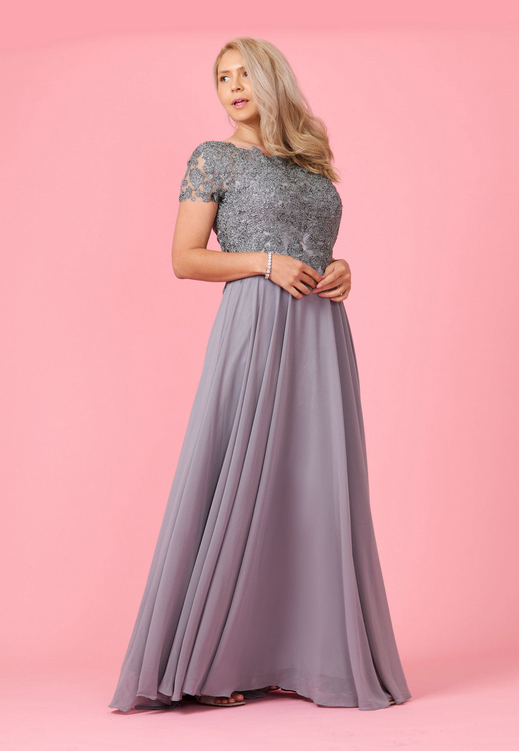 Kos Couture Short Sleeve Mother Of The Bride Evening Dress