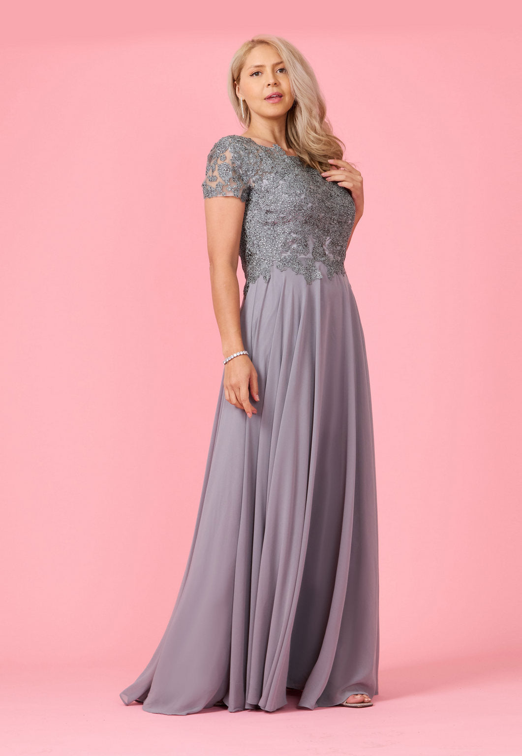 Kos Couture Short Sleeve Mother Of The Bride Evening Dress