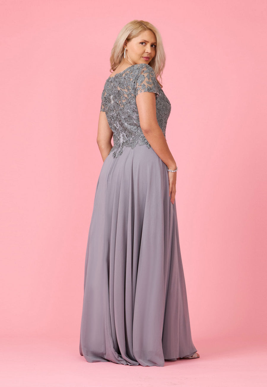 Kos Couture Short Sleeve Mother Of The Bride Evening Dress