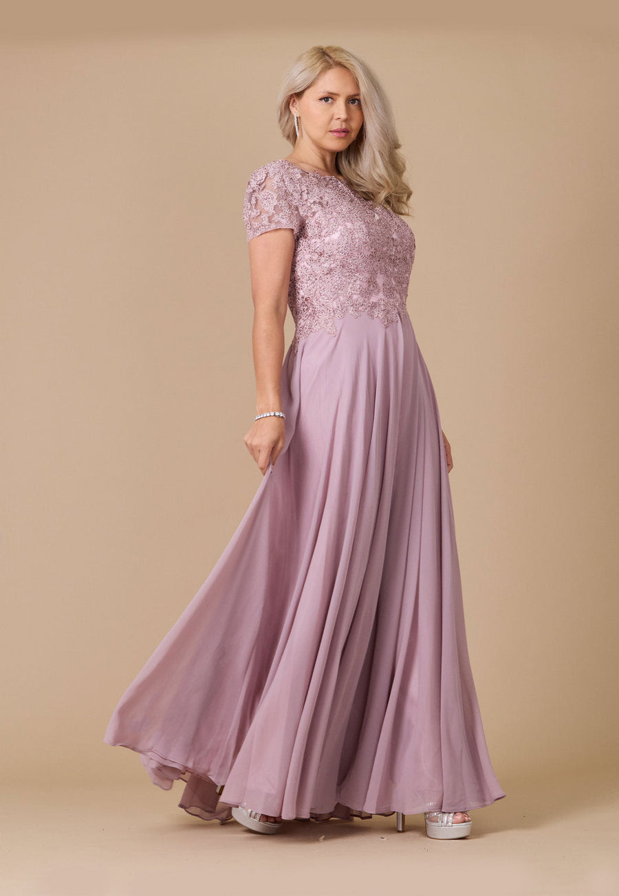 Kos Couture Short Sleeve Mother Of The Bride Evening Dress