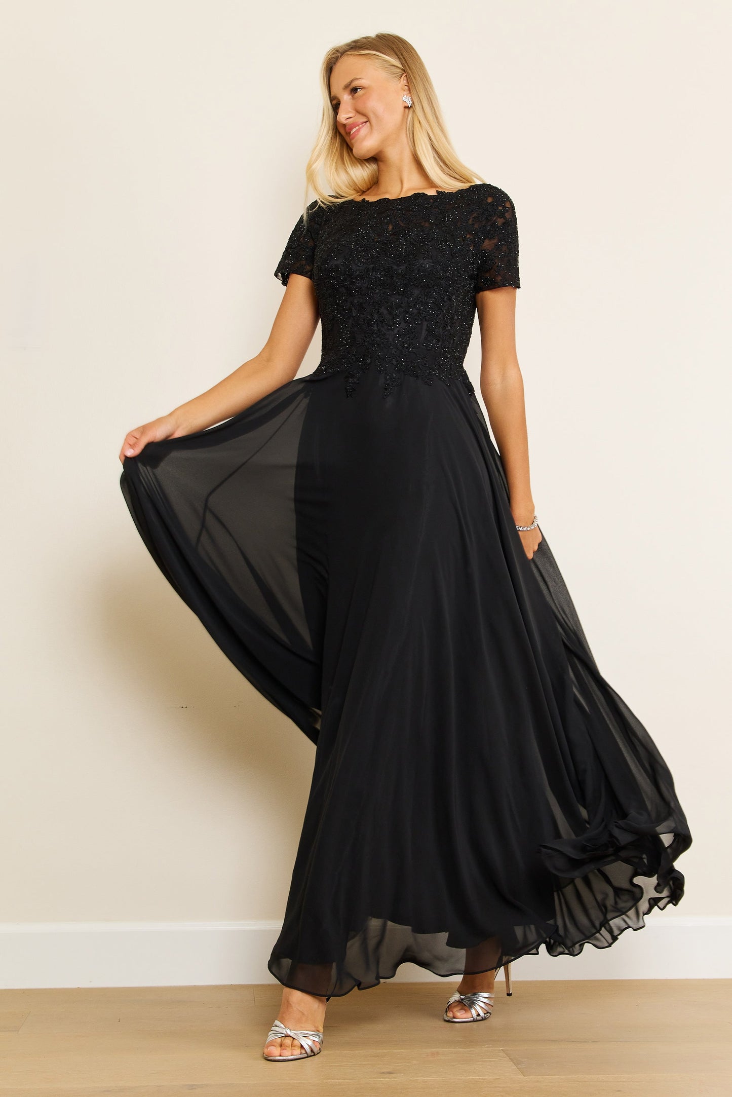 Kos Couture Short Sleeve Mother Of The Bride Evening Dress